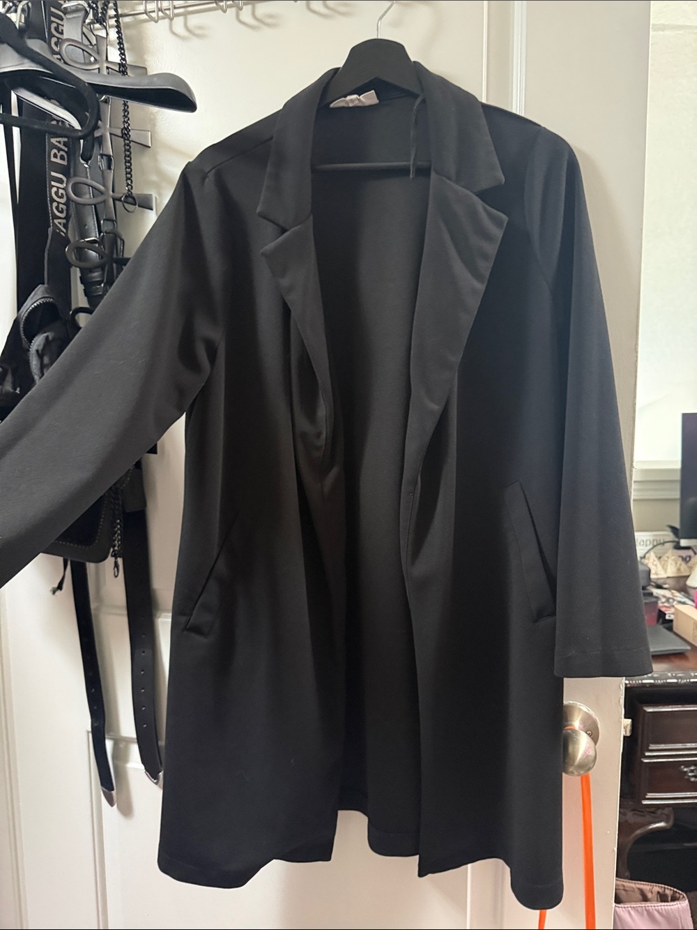 Melloday Classic Black Open-Front Women's Blazer Coat